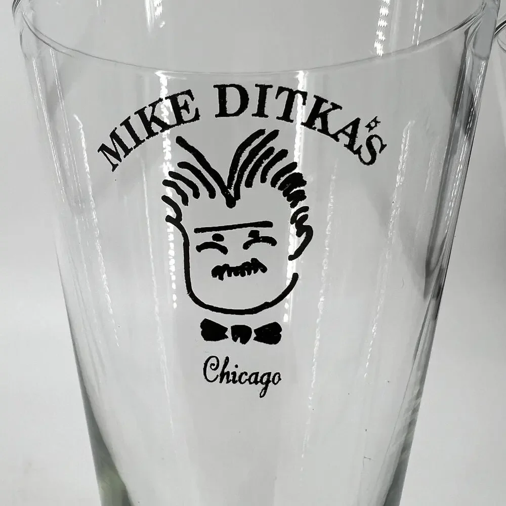 Three Mike Ditkas Restaurant Chicago Da Bears Football Pilsner Glasses Coach